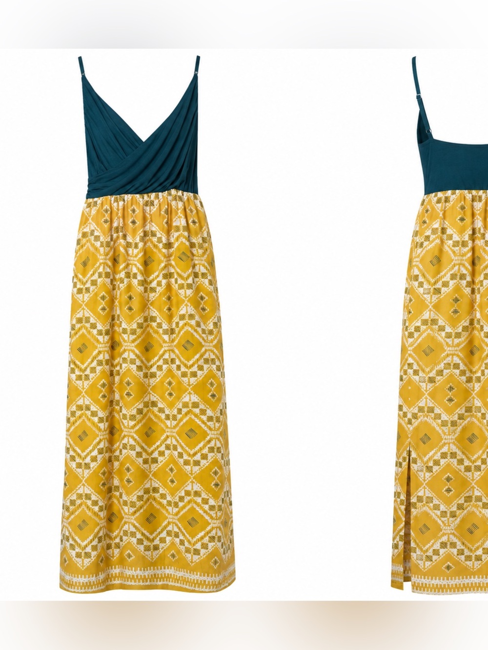 Anthropologie Edme & Esyllte Cuernavaca Silk Maxi Dress Size 4 Mustard Boho